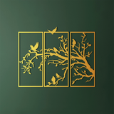 Nature Birds Silhouette Metal Wall Art Set 35 × 77 cm / Black