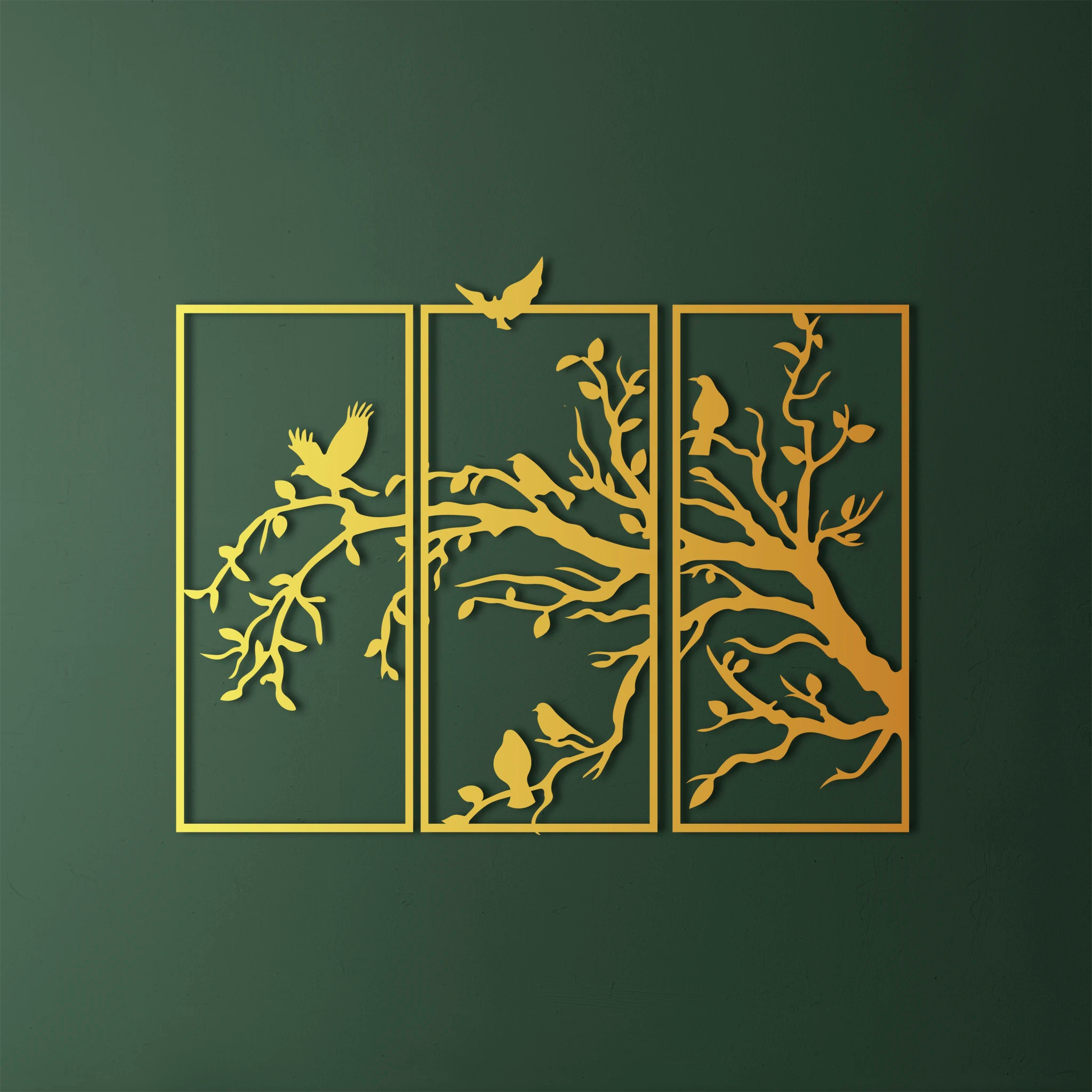 Nature Birds Silhouette Metal Wall Art Set 35 × 77 cm / Black