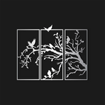 Nature Birds Silhouette Metal Wall Art Set 35 × 77 cm / Black