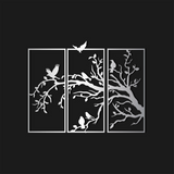 Nature Birds Silhouette Metal Wall Art Set 35 × 77 cm / Black