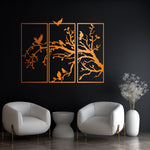 Nature Birds Silhouette Metal Wall Art Set 35 × 77 cm / Black