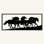 Dynamic Running Horses Metal Wall Art 90 × 37 cm / Black