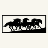 Dynamic Running Horses Metal Wall Art 90 × 37 cm / Black