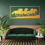 Dynamic Running Horses Metal Wall Art 90 × 37 cm / Black