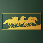 Dynamic Running Horses Metal Wall Art 90 × 37 cm / Black