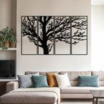 Modern Tree Branch Metal Wall Art Set 73 × 30 cm / Black