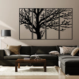 Modern Tree Branch Metal Wall Art Set 73 × 30 cm / Black