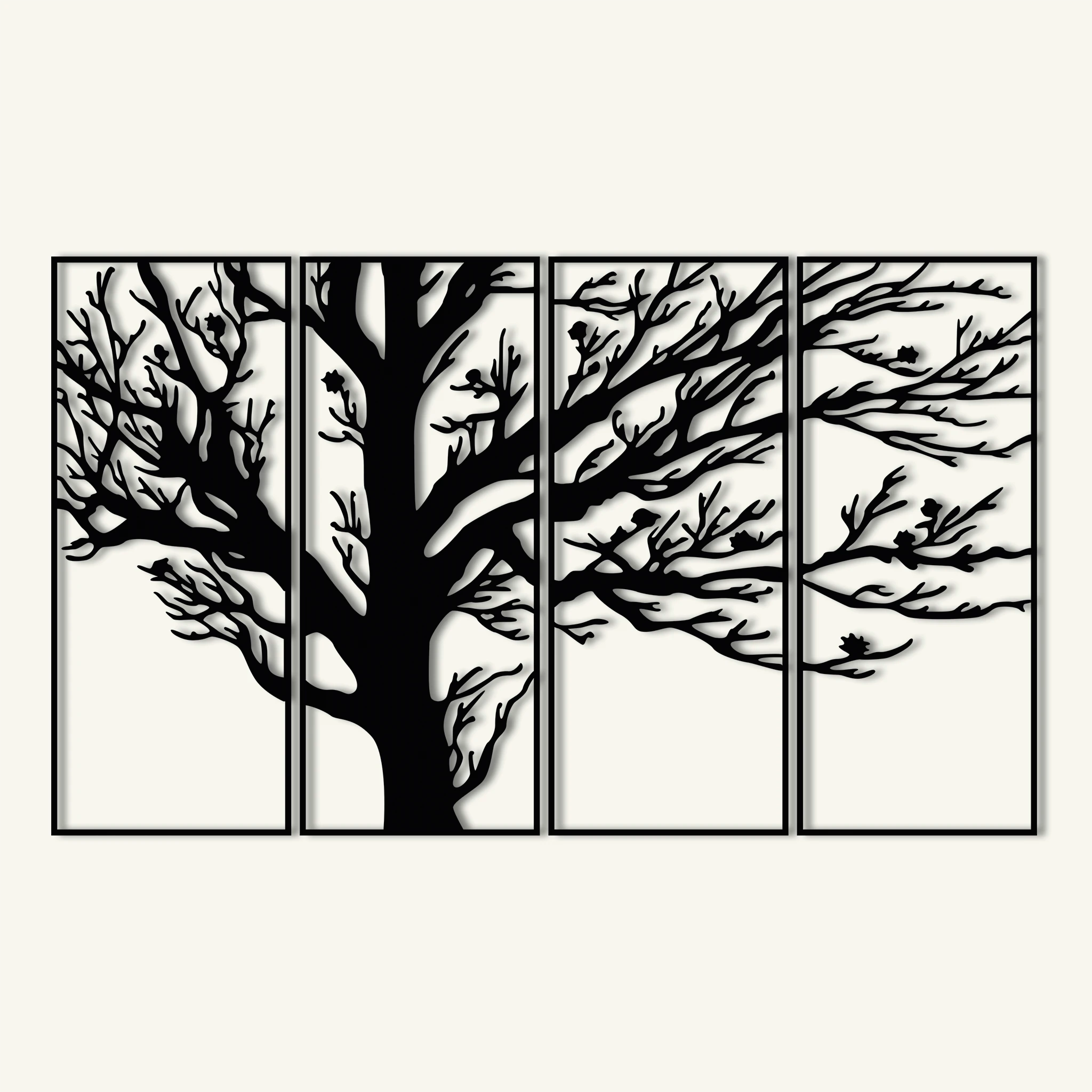 Modern Tree Branch Metal Wall Art Set 73 × 30 cm / Black