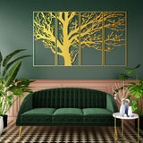 Modern Tree Branch Metal Wall Art Set 73 × 30 cm / Black