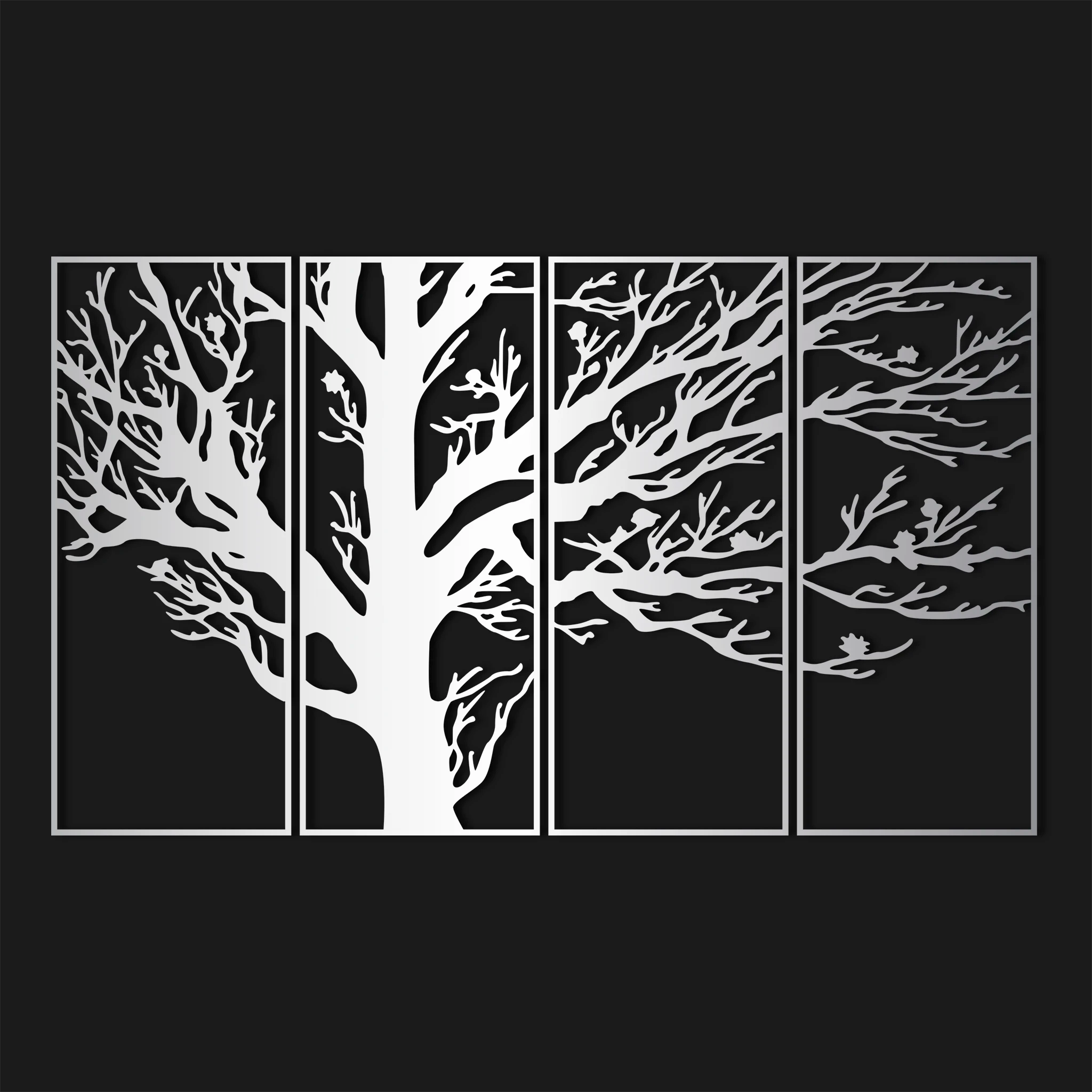 Modern Tree Branch Metal Wall Art Set 73 × 30 cm / Black