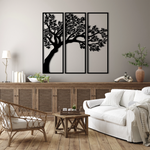 Minimalist Tree Metal Wall Art Set 24 × 70 cm / Black