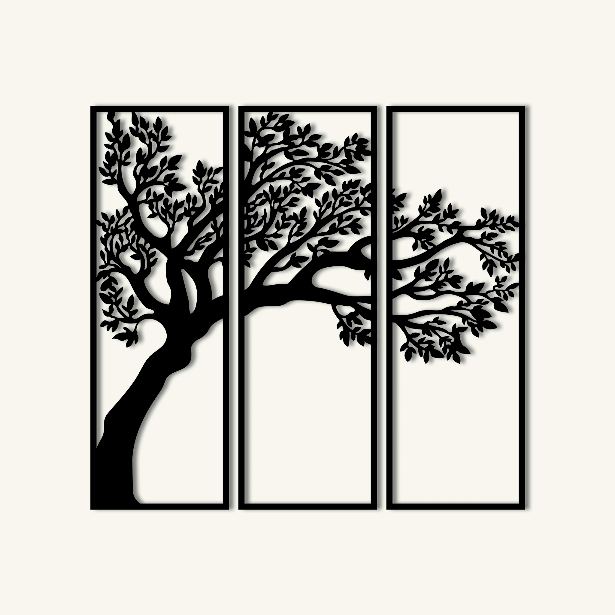 Minimalist Tree Metal Wall Art Set 24 × 70 cm / Black