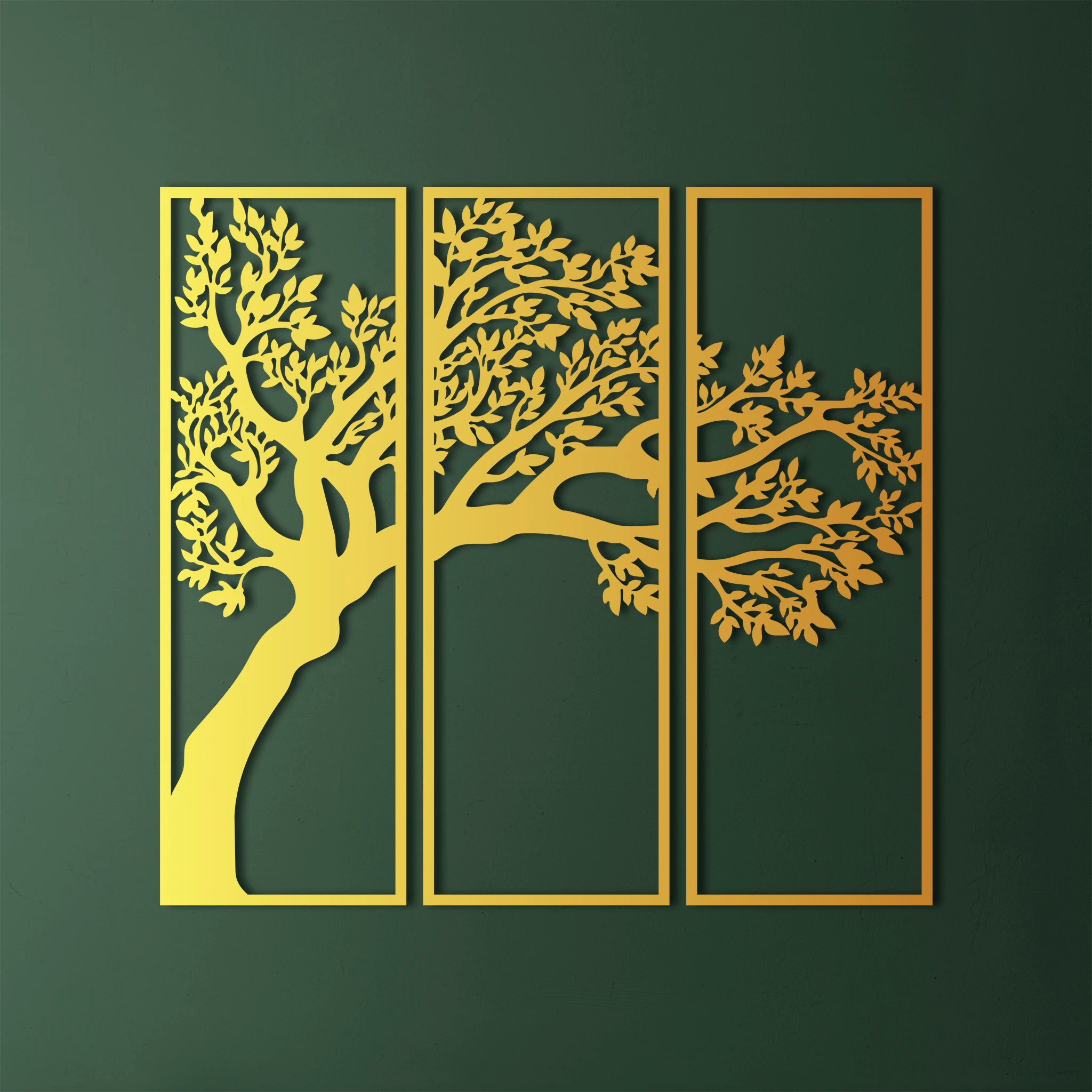 Minimalist Tree Metal Wall Art Set 24 × 70 cm / Black