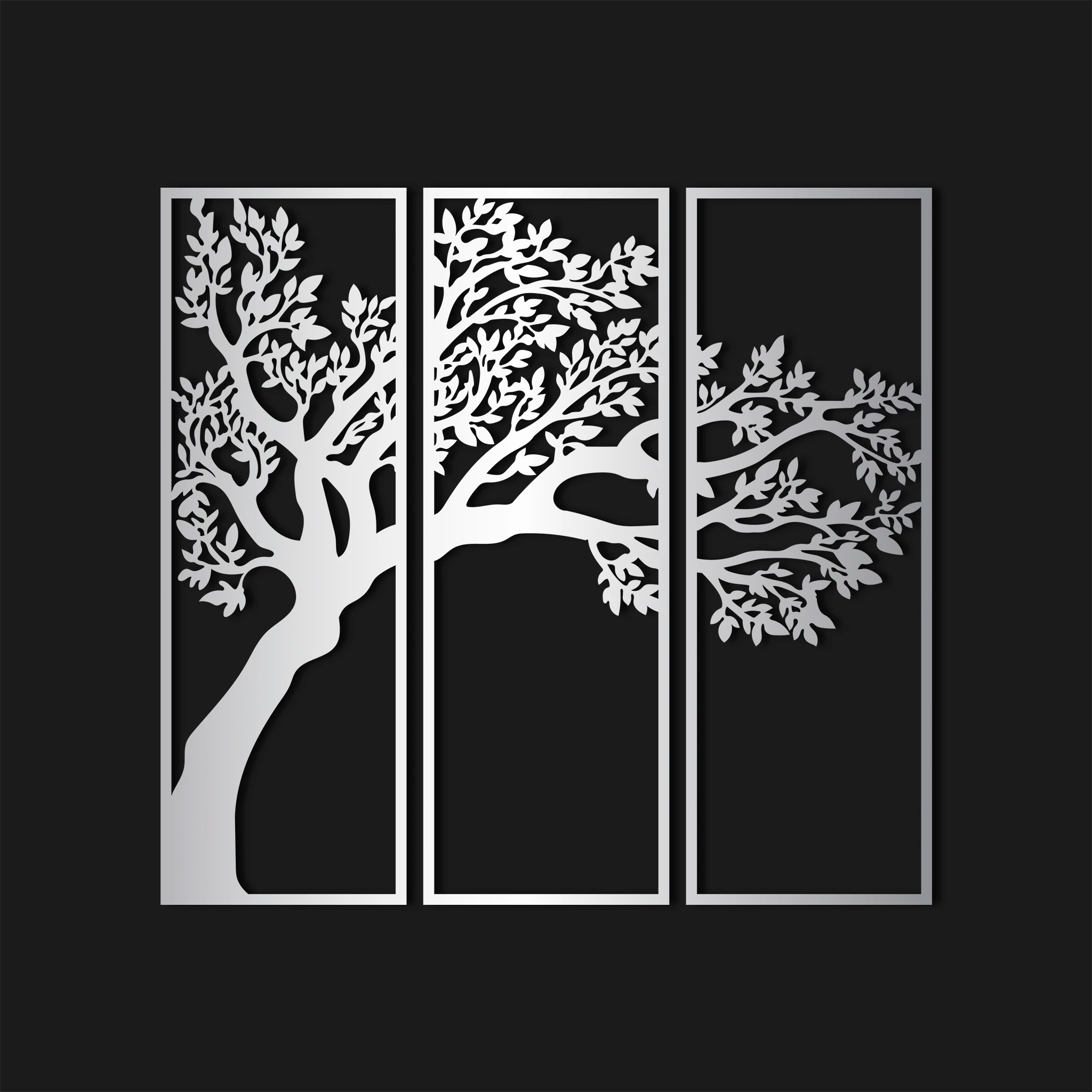 Minimalist Tree Metal Wall Art Set 24 × 70 cm / Black