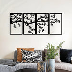 Elegant Birds on Branch Metal Wall Art Set 30 × 50 cm / Black