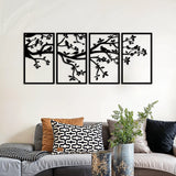 Elegant Birds on Branch Metal Wall Art Set 30 × 50 cm / Black