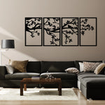Elegant Birds on Branch Metal Wall Art Set 30 × 50 cm / Black