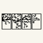 Elegant Birds on Branch Metal Wall Art Set 30 × 50 cm / Black