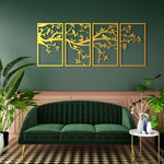 Elegant Birds on Branch Metal Wall Art Set 30 × 50 cm / Black