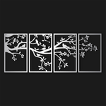 Elegant Birds on Branch Metal Wall Art Set 30 × 50 cm / Black