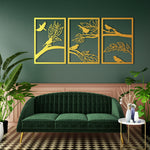 Artistic Birds and Branches Metal Wall Art Set 41 × 60 cm / Black