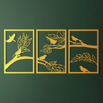 Artistic Birds and Branches Metal Wall Art Set 41 × 60 cm / Black