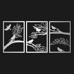 Artistic Birds and Branches Metal Wall Art Set 41 × 60 cm / Black