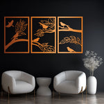 Artistic Birds and Branches Metal Wall Art Set 41 × 60 cm / Black