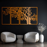 Majestic Tree Metal Wall Art Set 31 × 62 cm / Black