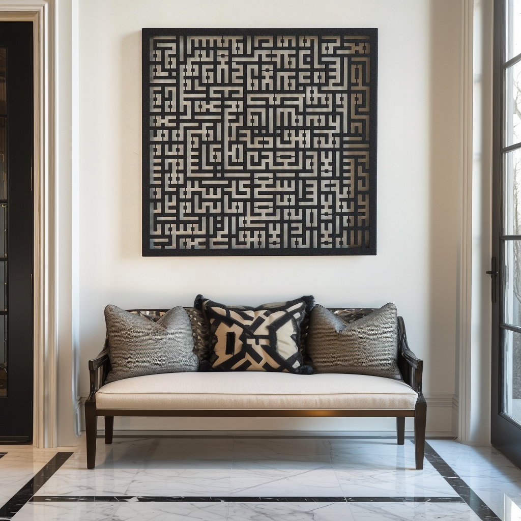 Kufic Ayatul Kursi Islamic Metal Art 62 x 62 cm / Gold