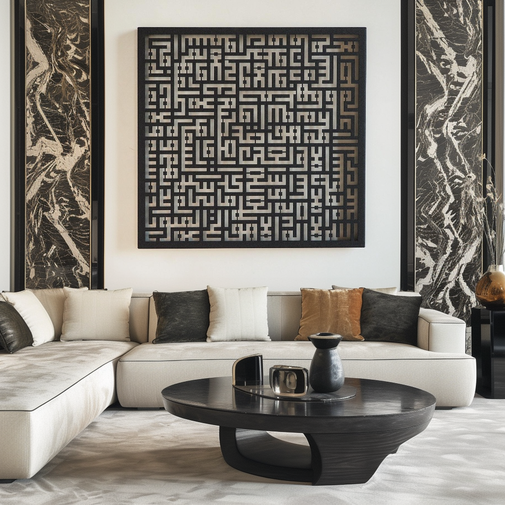 Kufic Ayatul Kursi Islamic Metal Art 62 x 62 cm / Gold