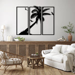 Coastal Palm Tree Metal Wall Art Set 25 × 61 cm / Black