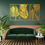 Contemporary Tropical Leaves Metal Wall Art Set 41 × 69 cm / Black