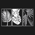 Contemporary Tropical Leaves Metal Wall Art Set 41 × 69 cm / Black