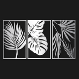 Contemporary Tropical Leaves Metal Wall Art Set 41 × 69 cm / Black