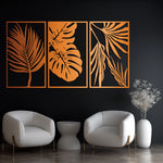 Contemporary Tropical Leaves Metal Wall Art Set 41 × 69 cm / Black