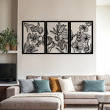 Modern Floral Metal Wall Art Set 48 × 68 cm / Black