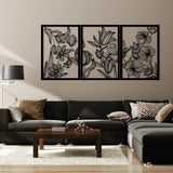 Modern Floral Metal Wall Art Set 48 × 68 cm / Black