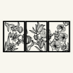 Modern Floral Metal Wall Art Set 48 × 68 cm / Black