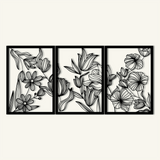 Modern Floral Metal Wall Art Set 48 × 68 cm / Black
