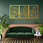 Modern Floral Metal Wall Art Set 48 × 68 cm / Black