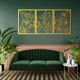 Modern Floral Metal Wall Art Set 48 × 68 cm / Black