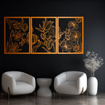 Modern Floral Metal Wall Art Set 48 × 68 cm / Black