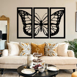 Modern Butterfly Metal Wall Art Set 38 × 75 cm / Black