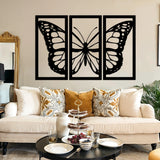 Modern Butterfly Metal Wall Art Set 38 × 75 cm / Black