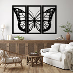 Modern Butterfly Metal Wall Art Set 38 × 75 cm / Black