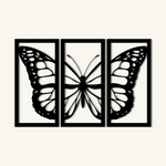 Modern Butterfly Metal Wall Art Set 38 × 75 cm / Black