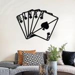 Modern Playing Cards Metal Wall Art 75 × 55 cm / Black