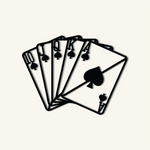 Modern Playing Cards Metal Wall Art 75 × 55 cm / Black