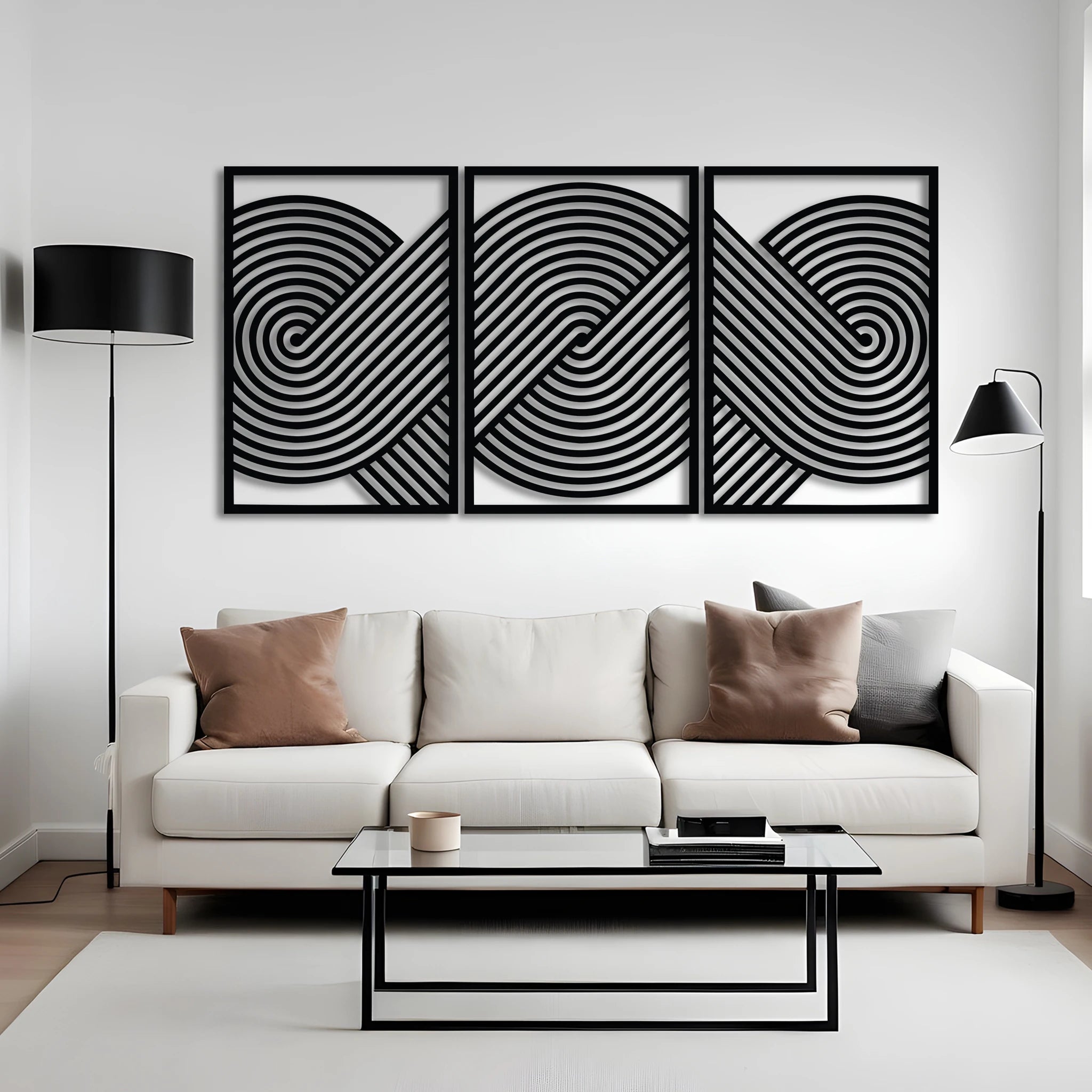 Sculptural Geometric Metal Wall Art Set 41 × 61 cm / Black